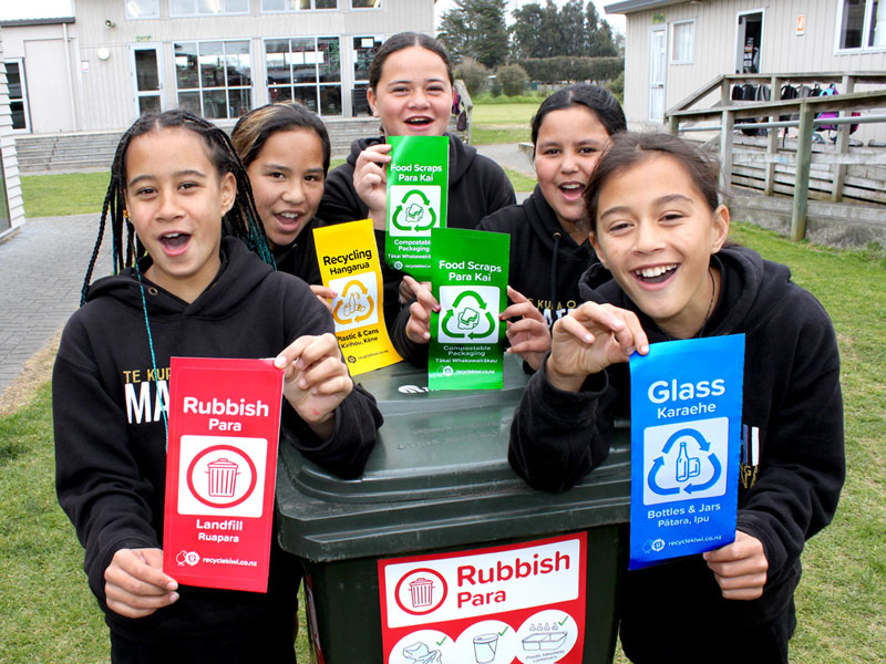 Stickers in te reo Maori encourage kids to adopt good recycling habits