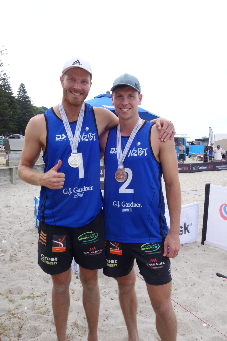 J. Gardner Homes NZ Beach Volleyball Tour Mount Maunganui Silver Medallists Sam Odea and Brad Fuller.