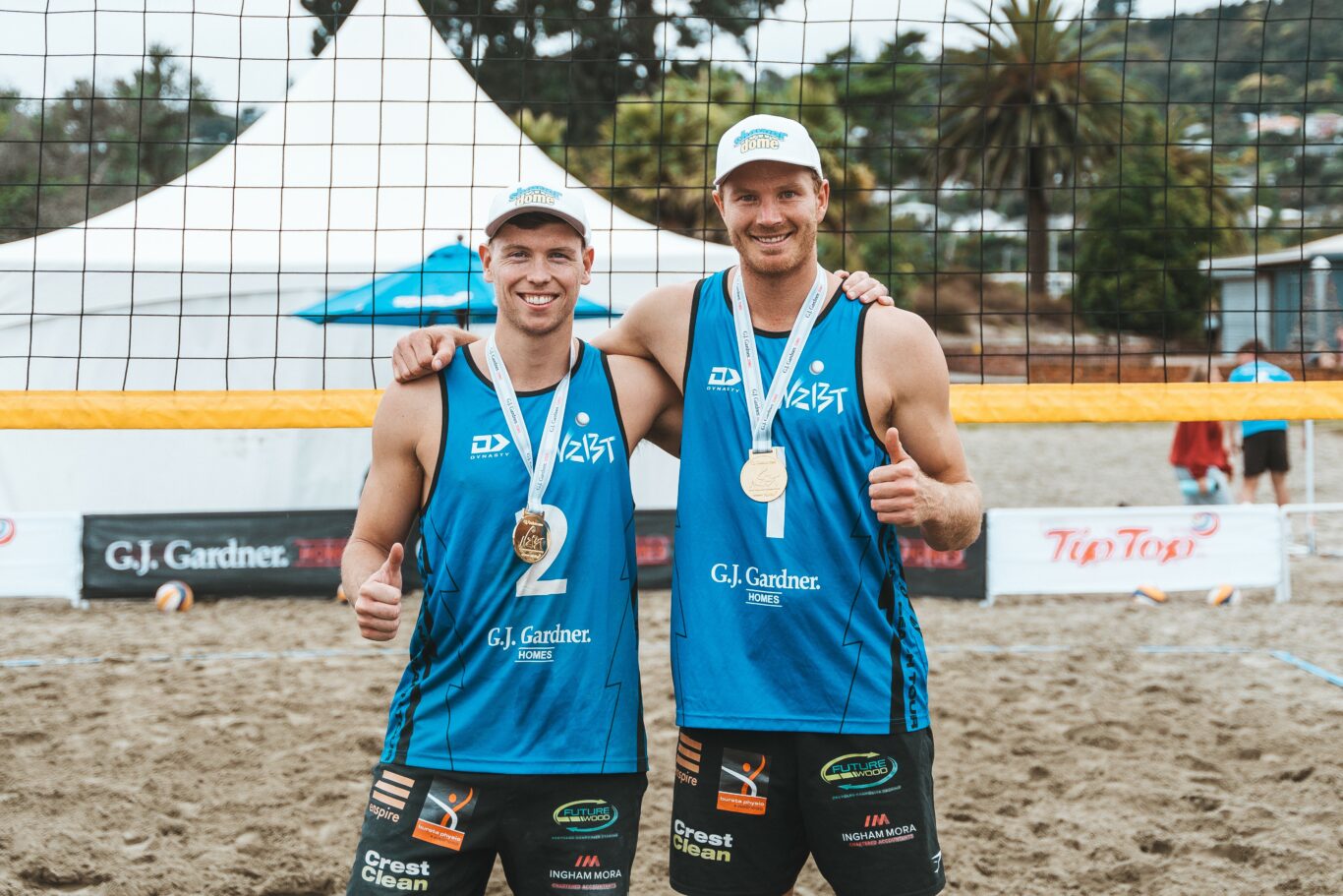 J. Gardner Homes NZ Beach Volleyball Tour Nelson Gold Medal winners Sam Odea and Brad Fuller