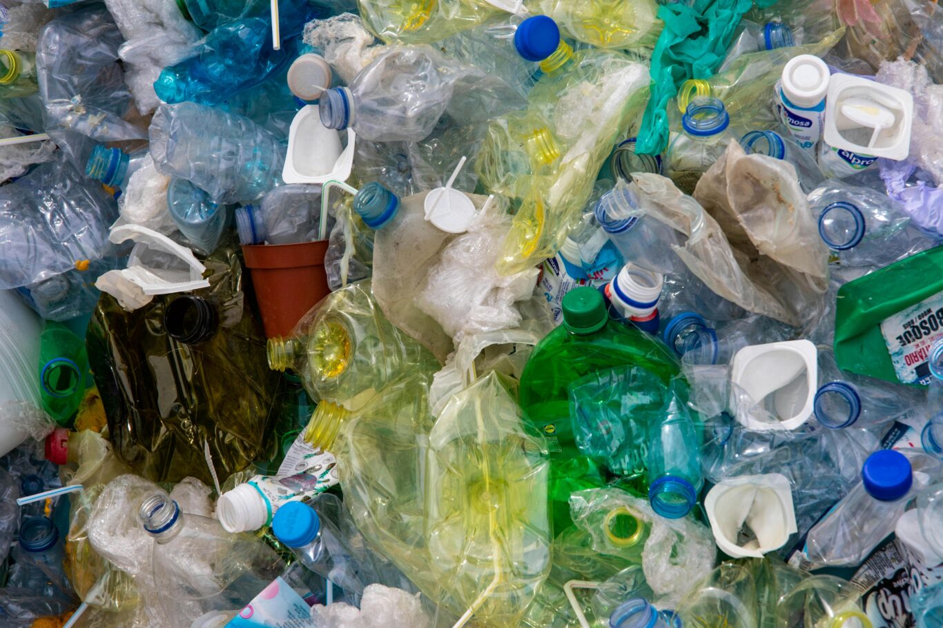 Plastic waste to turn into recycled plastic products.